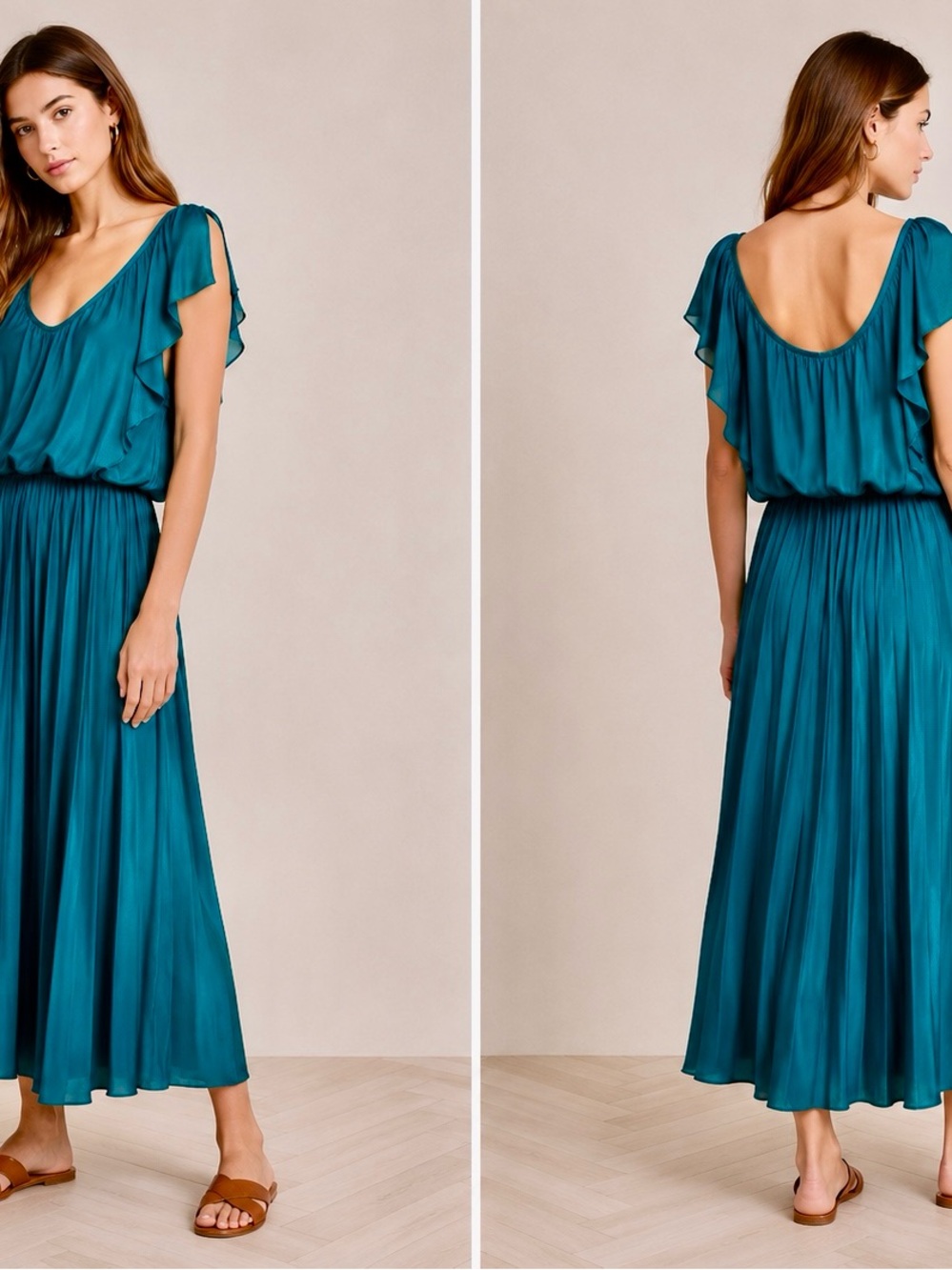 Vintage Palm Royale Palm Beach Flutter Sleeve midi Dress - s - Picture 2 of 8